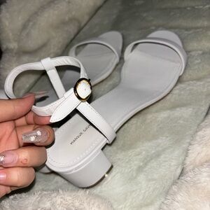 Mansur Gavriel Mid Block Heel Sandals White Size EU 40 US 9.5